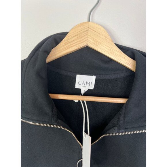 NWT Cami NYC Margaret Gathered French Cotton-Terry Half Zip Sweatshirt Pullover - Picture 5 of 10